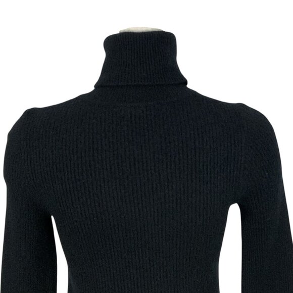Zimmermann Fringed Cashmere Wool Sweater ZS/2 US/M Black Turtleneck SHRINKAGE - Picture 8 of 12